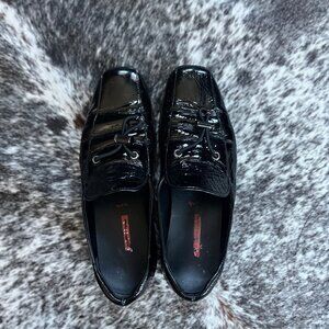 PRADA Sport Black Patent Leather Crinkle Loafers - 38 (EU)